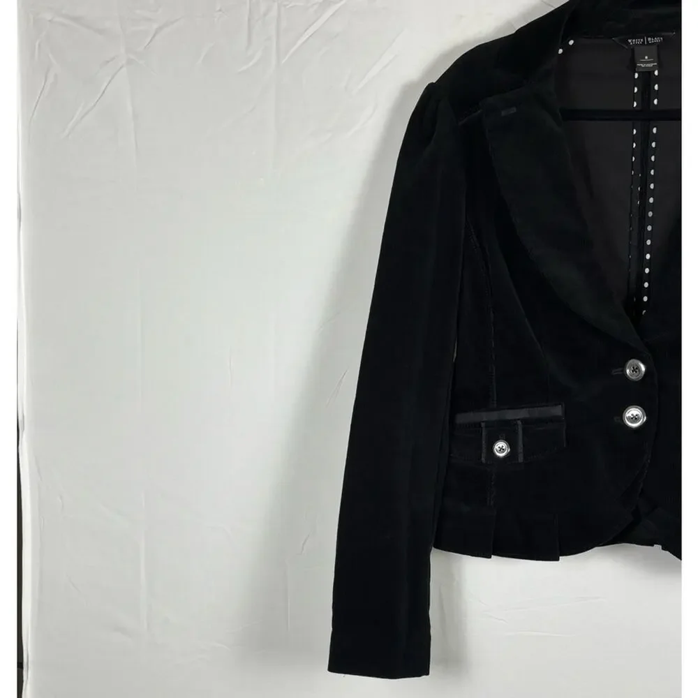 White House Black Market Blazer jacket Corduroy Buttons Black Size 8 - Picture 5 of 11